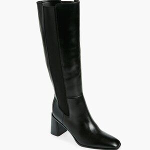 Nordstrom Black Leather Knee-High Block Heel Boots